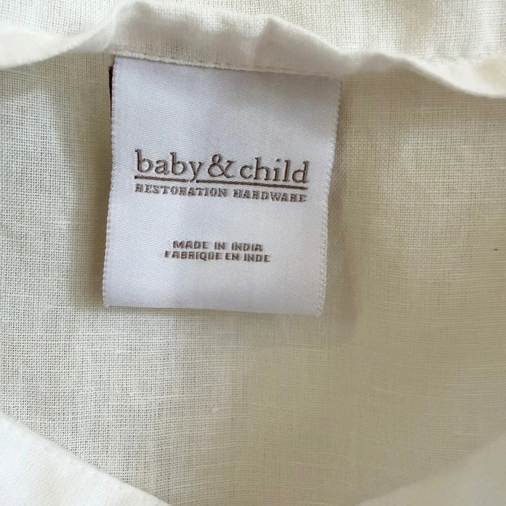 Restoration Hardware Baby & Child White Linen Cotton Ruffle Sham Pillowcase Set